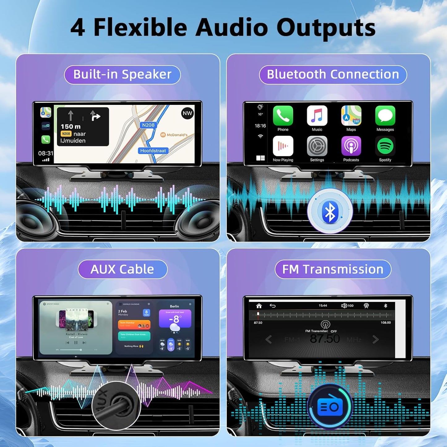 Ecran Carplay Voiture avec 1080P HD Caméra