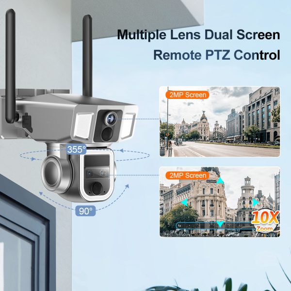 Caméra solaire PTZ extérieure 2K 4MP à double objectif
